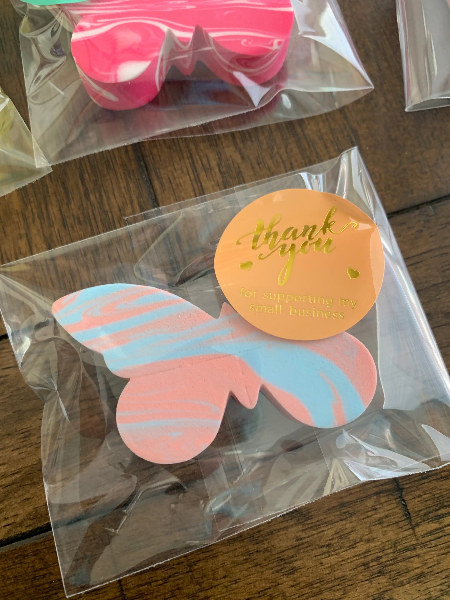 Bling Assorted butterfly make up sponge thank you gift pack of 6