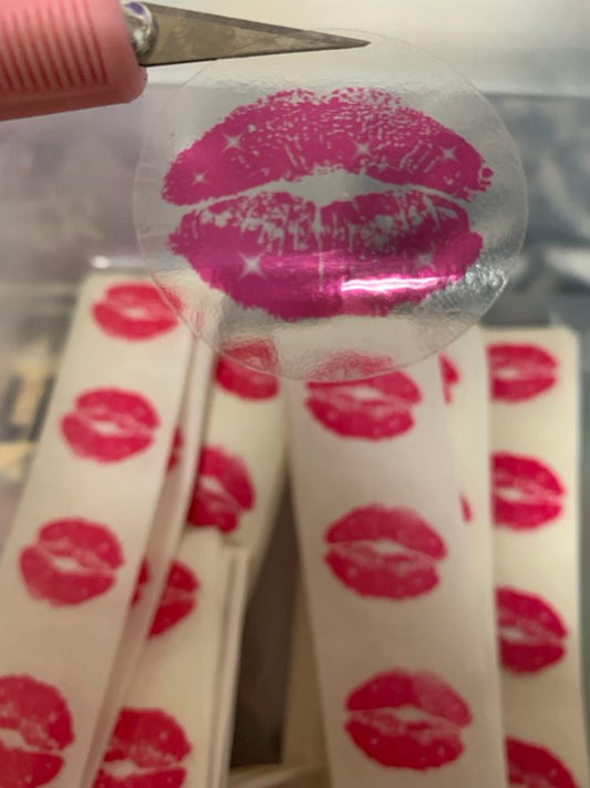1.5" clear kiss print stickers pack of 48