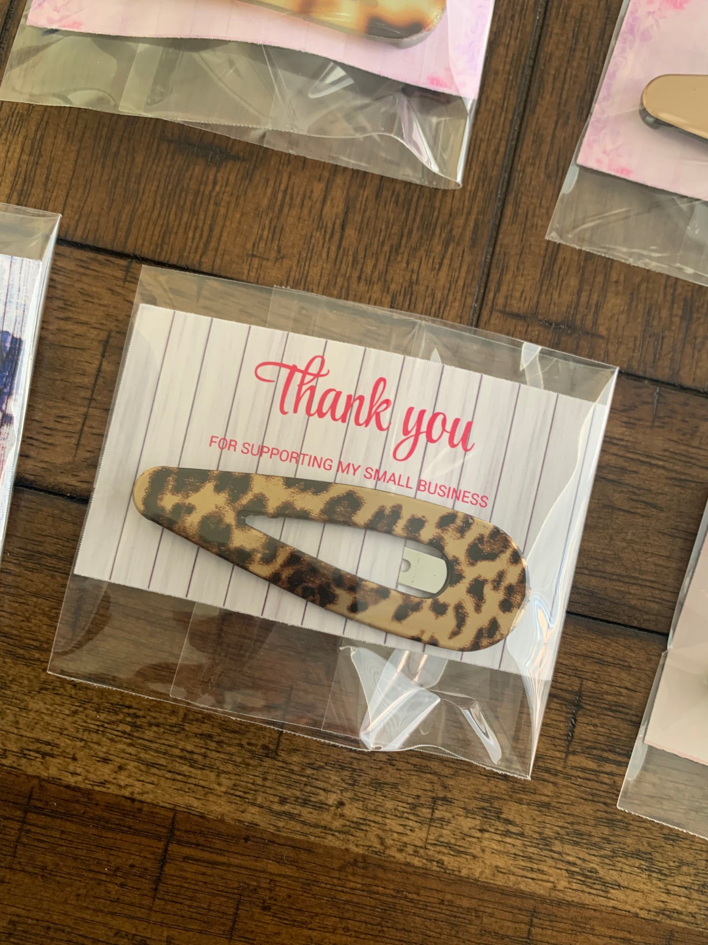 Bling Assorted large animal print hair clips thank you gift pack of 6