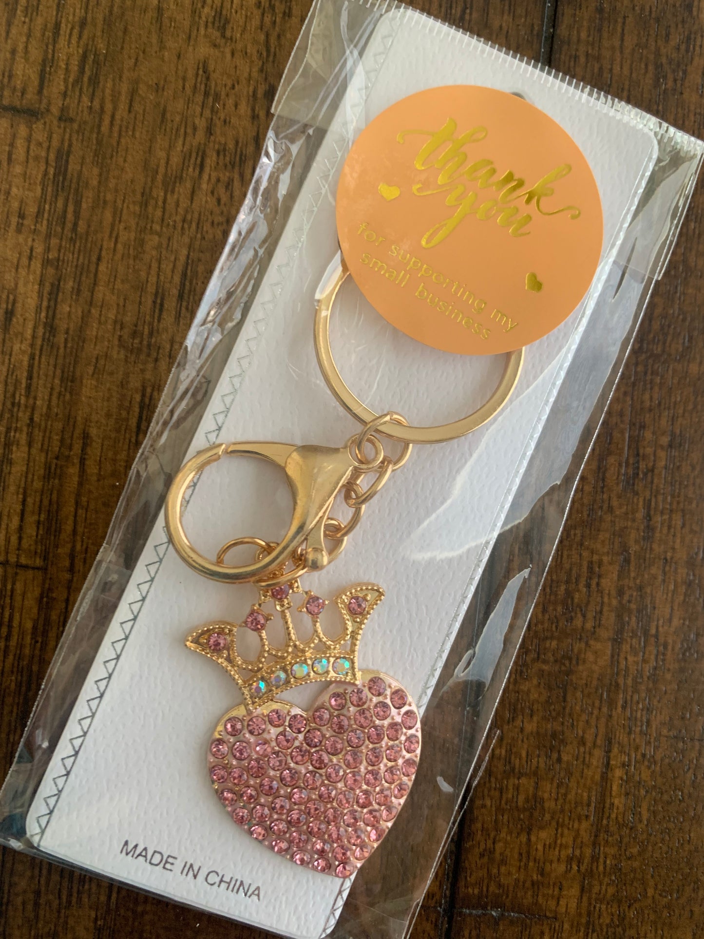 Bling Assorted crown and hearts keychains/purse charms thank you gift pack of 6