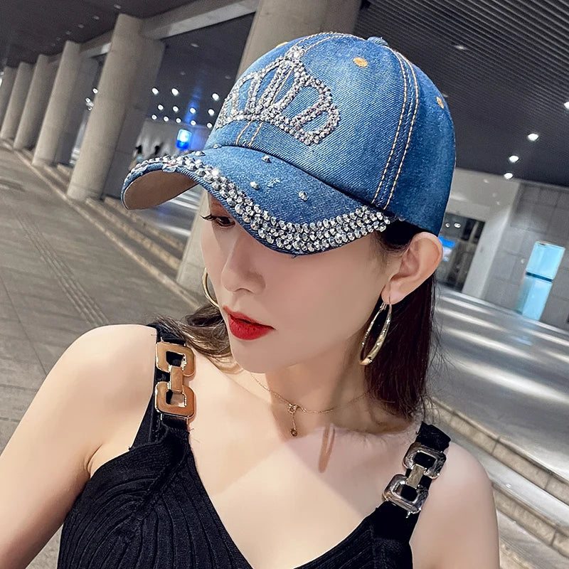 Bling Denim Crown Hat
