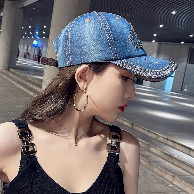 Bling Denim Crown Hat