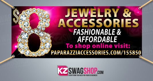$8 Bling Horizontal Vinyl Banner Style 1 - 5X2