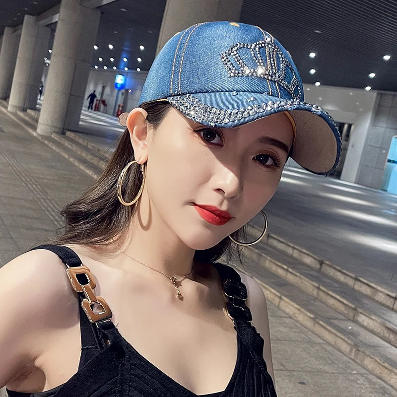 Bling Denim Crown Hat