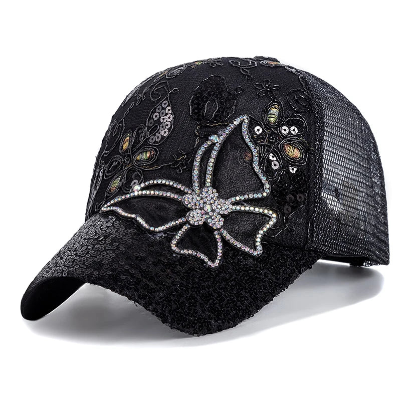 Bling Sequins Butterfly hat baseball cap