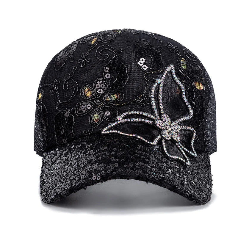 Bling Sequins Butterfly hat baseball cap