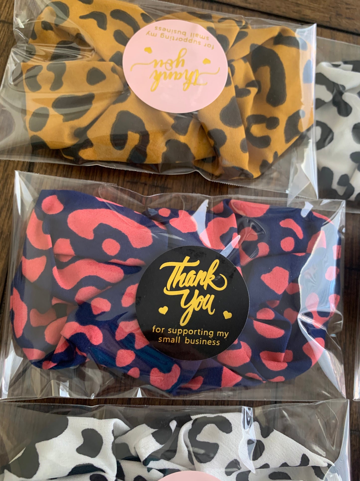 Assorted animal print scrunchies thank you gift - pack of 6