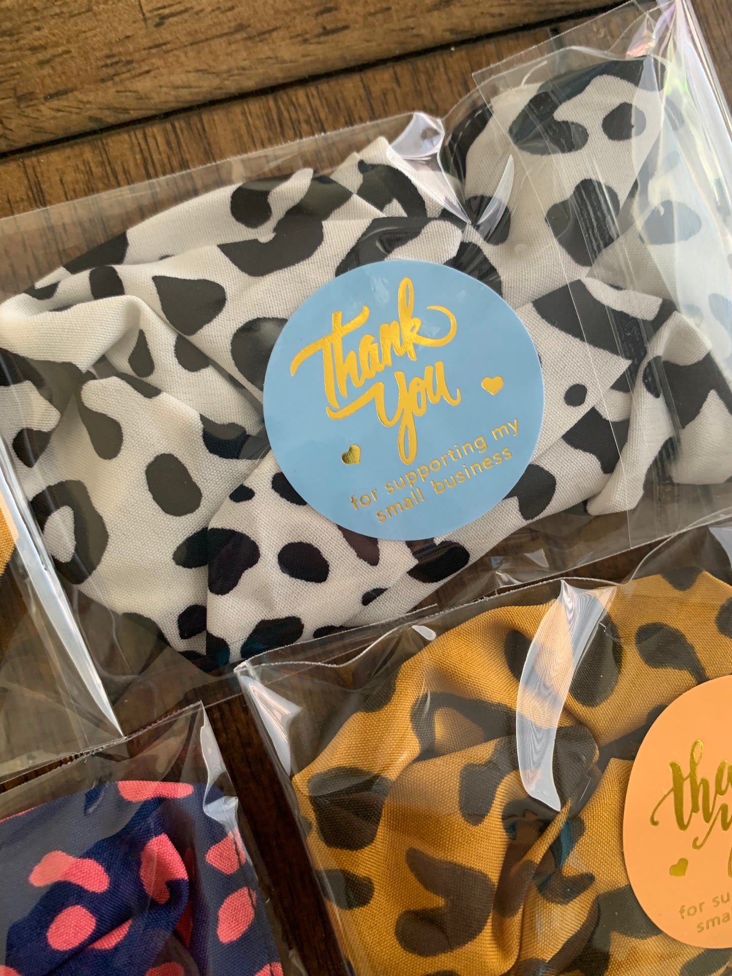 Assorted animal print scrunchies thank you gift - pack of 6