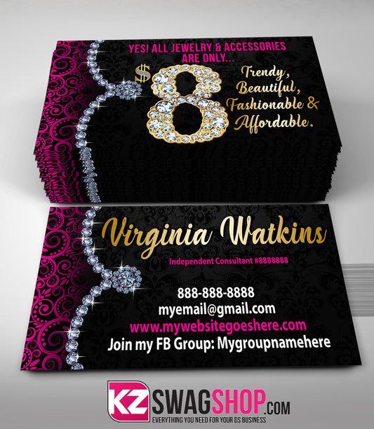 $8 Bling Jewelry Business Cards Style 16 - GLAM