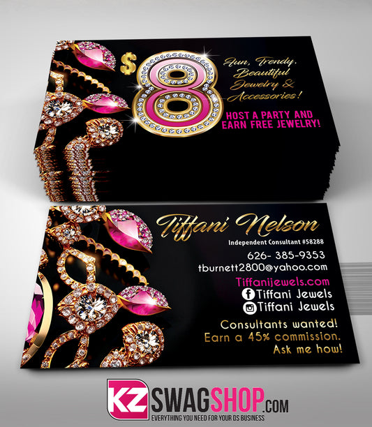$8 Bling Jewelry Business Cards Style 42