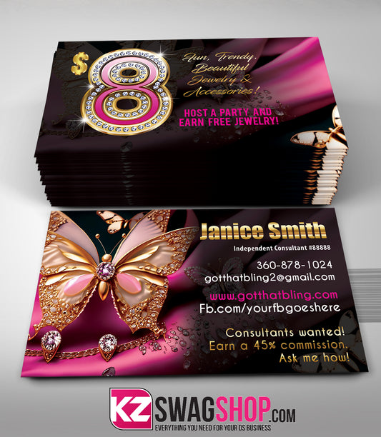 $8 Bling Jewelry Business Cards Style 43