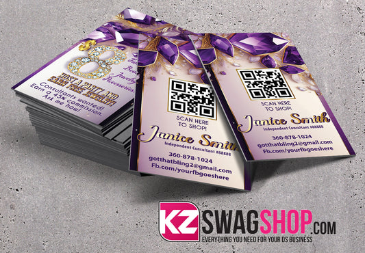 $8 Bling Jewelry Business Cards - ROYAL - Style 3