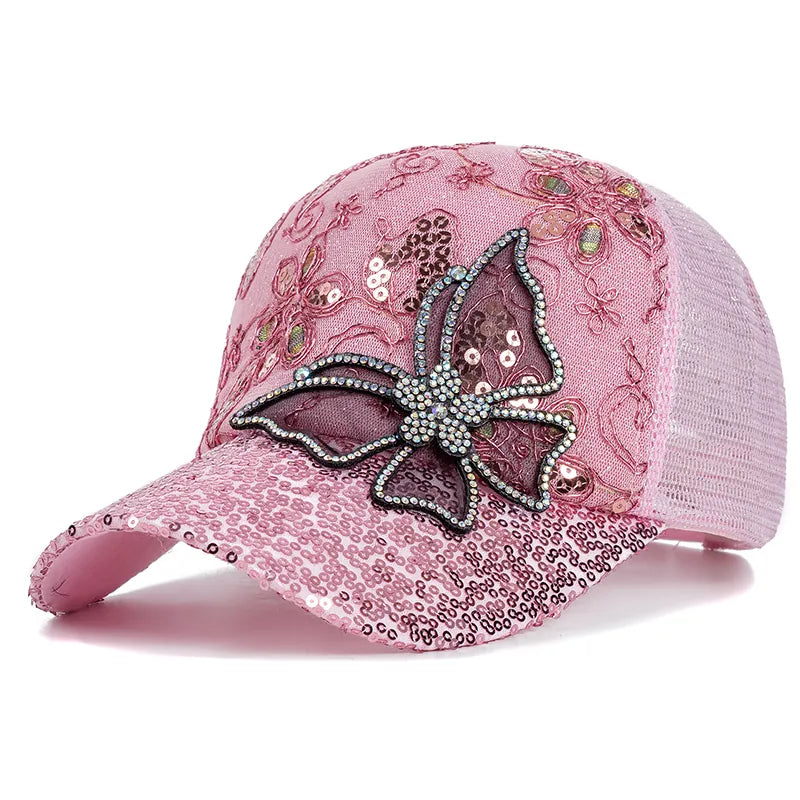 Bling Sequins Butterfly hat baseball cap