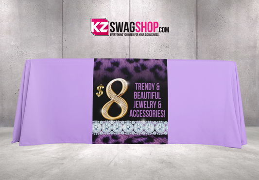 $8 Bling  24x72 Table Runner- PURPLE CHEETAH