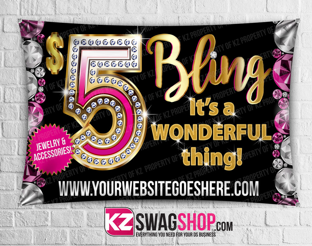 $5 Bling Horizontal Vinyl Banner - GEMZ