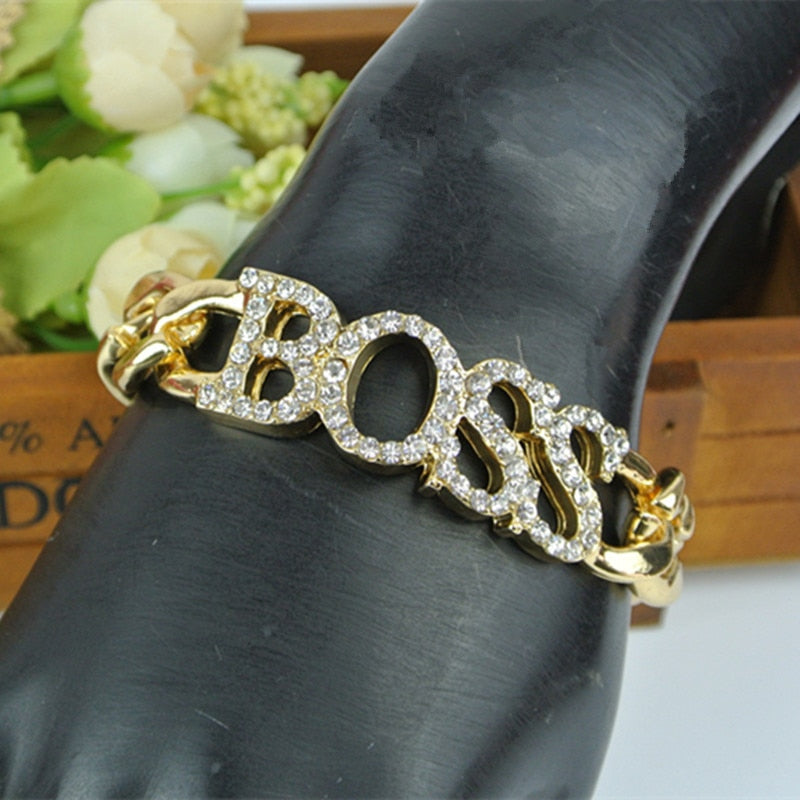 Rhinestone BOSS Bling bracelet, earrings and Necklace