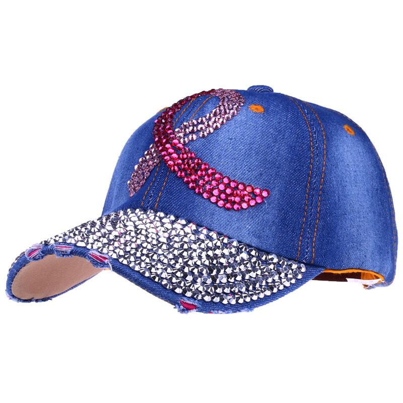 Cancer Awareness Pink Ribbon bling rhinestones hat