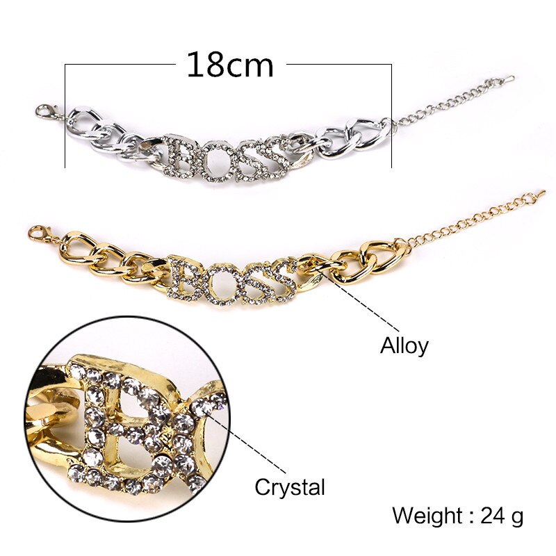 Rhinestone BOSS Bling bracelet, earrings and Necklace