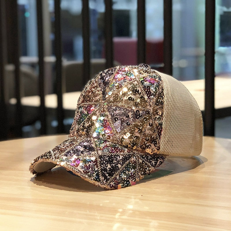 Bling Sequin Embroidery Mesh Hats