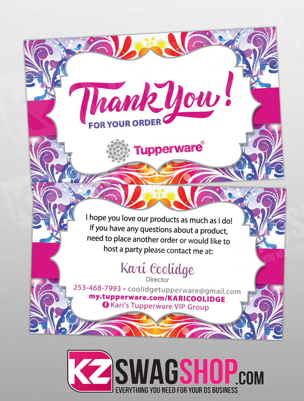 Tupperware 5x3 Thank you Cards personalized