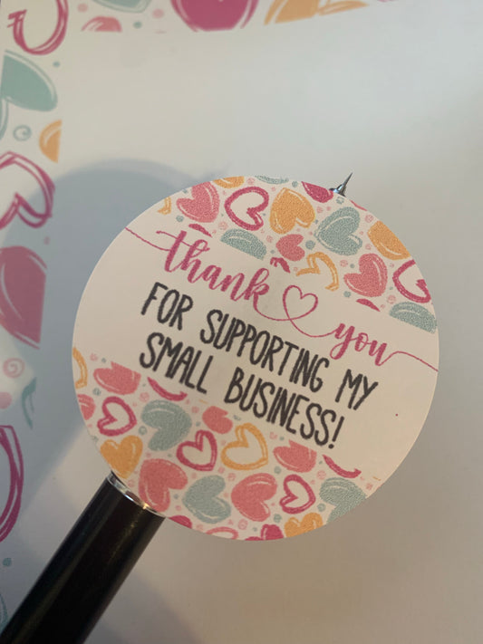 2" Colorful Heart print round thank you stickers - 48