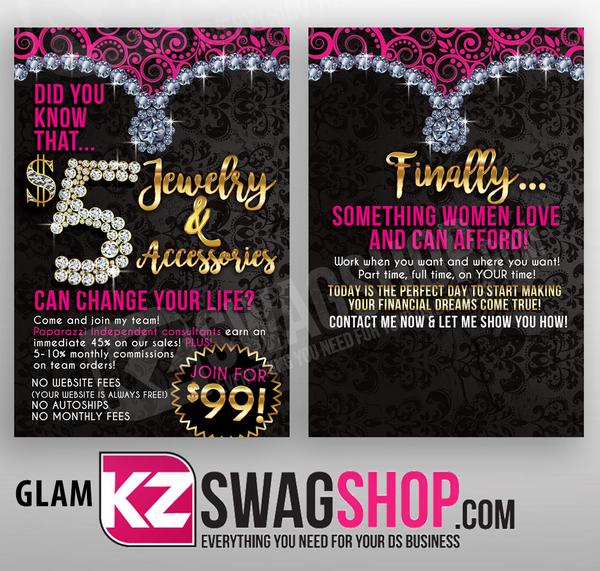 $5 Bling - 4x6 Recruiting Blitz Cards - PERSONALIZED - ALL DESIGNS