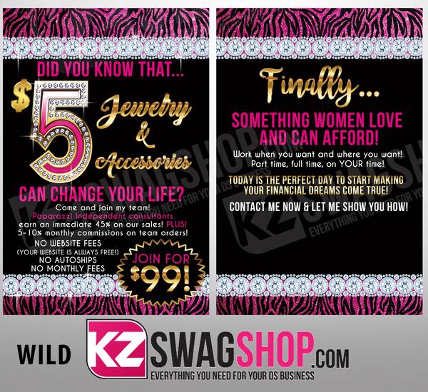 $5 Bling - 4x6 Recruiting Blitz Cards - PERSONALIZED - ALL DESIGNS