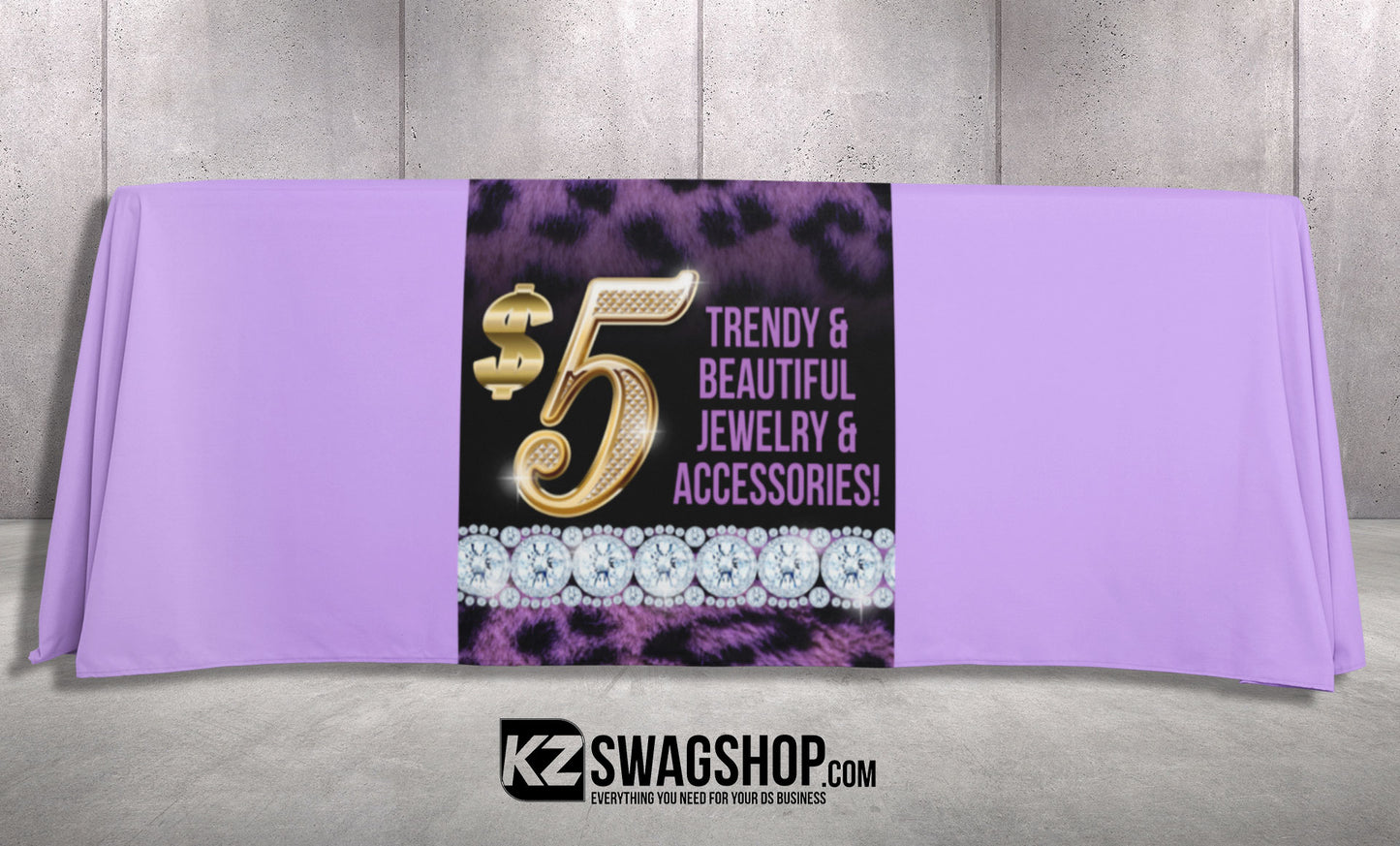 $5 Bling 24x72 Table Runner- PURPLE CHEETAH