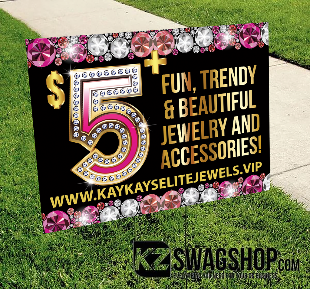 $5 Bling Yard Sign set of 2- Gemz
