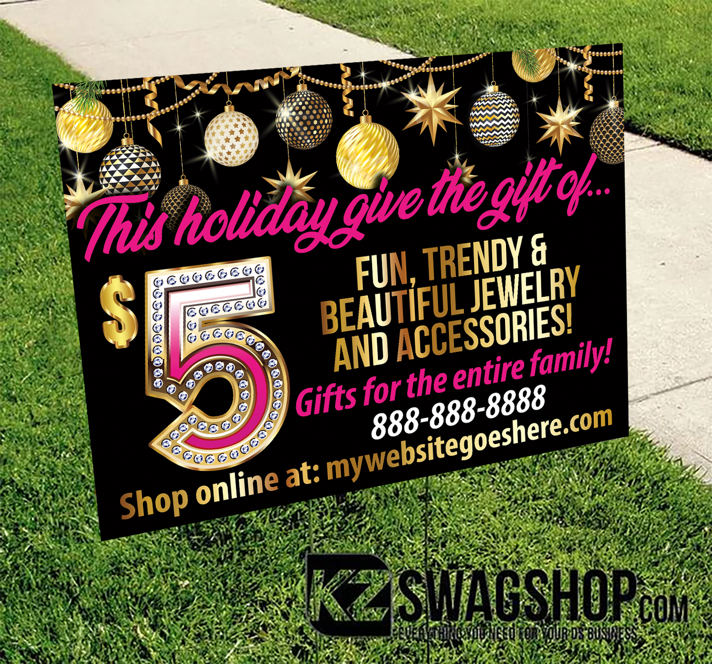 Bling Yard Sign set of 2- Holiday