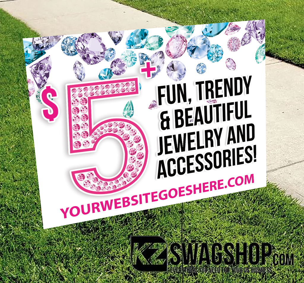 Bling Yard Sign set of 2- JEWELS