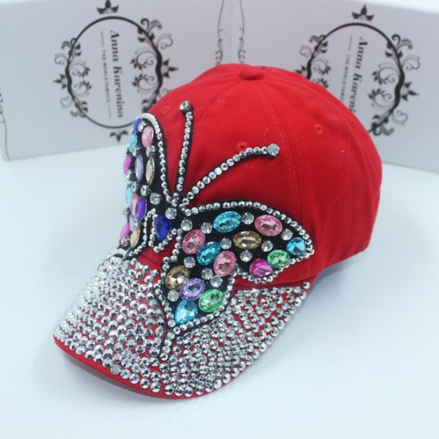 Bling Rhinestones Colorful Big Butterfly Hat - 3 colors to choose