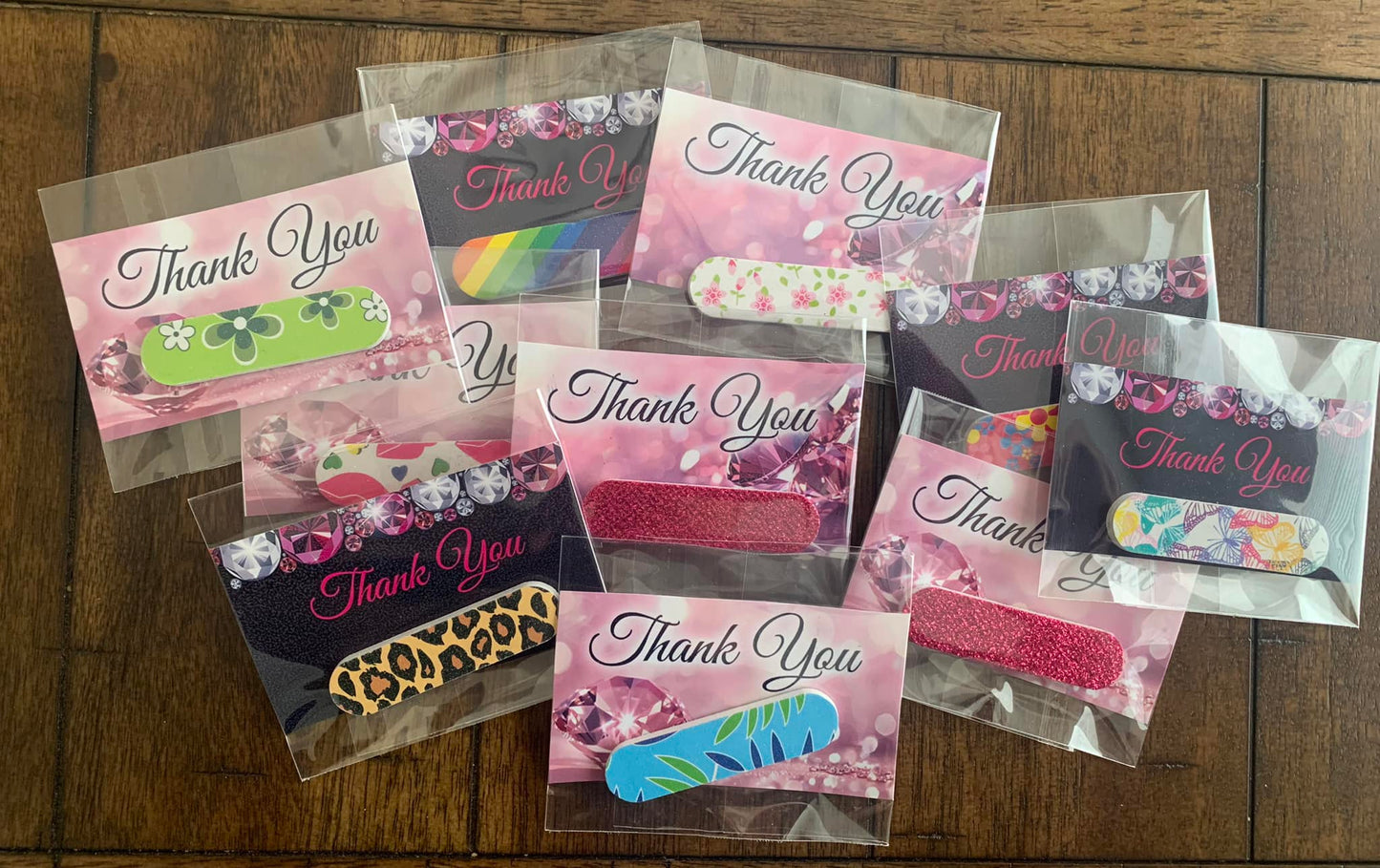 Bling Assorted mini emery boards thank you gift pack of 10