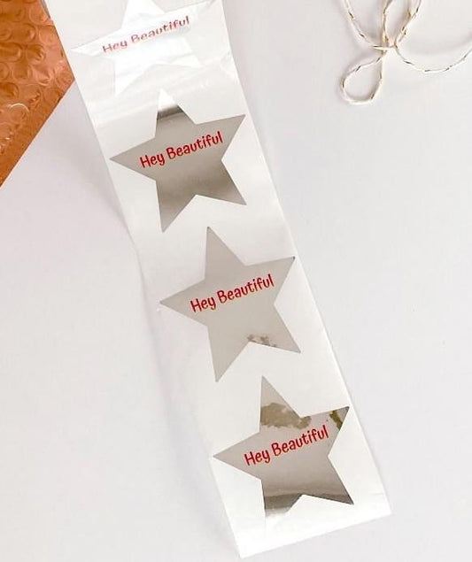 Large 2.5 star holographic You are Beautiful Stickers - pack of 20