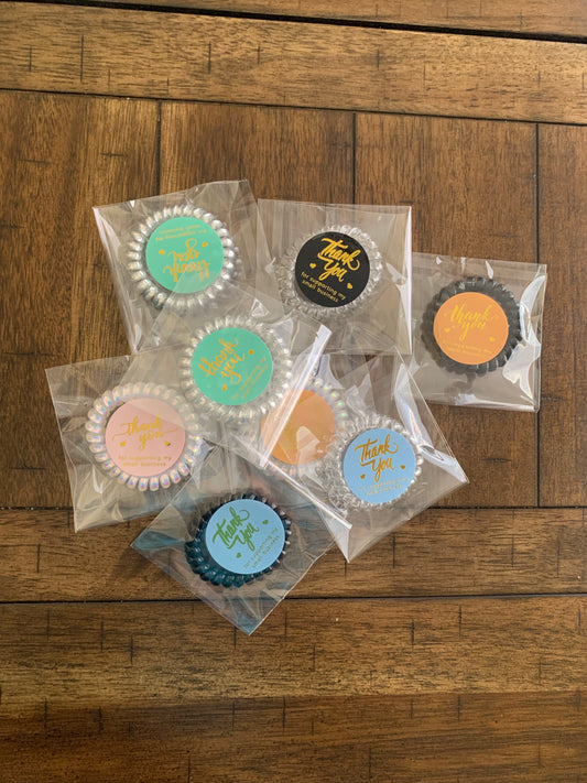 Bling Assorted metallic hair coils thank you gift pack of 6
