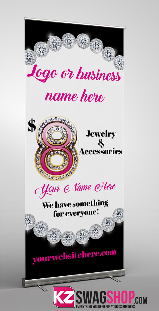 $8 Bling Retractable Banner style 15 - Personalized