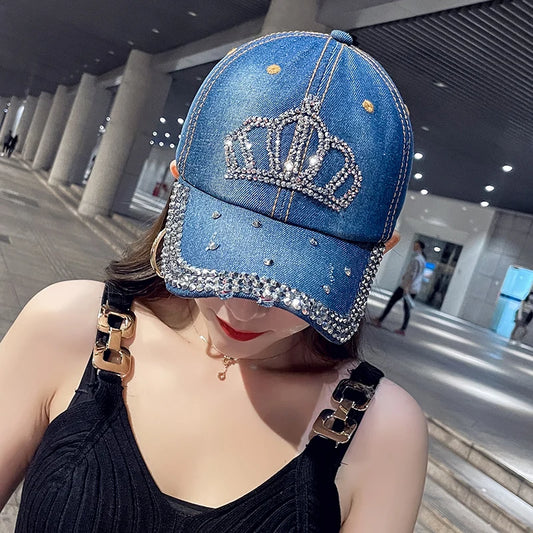 Bling Denim Crown Hat