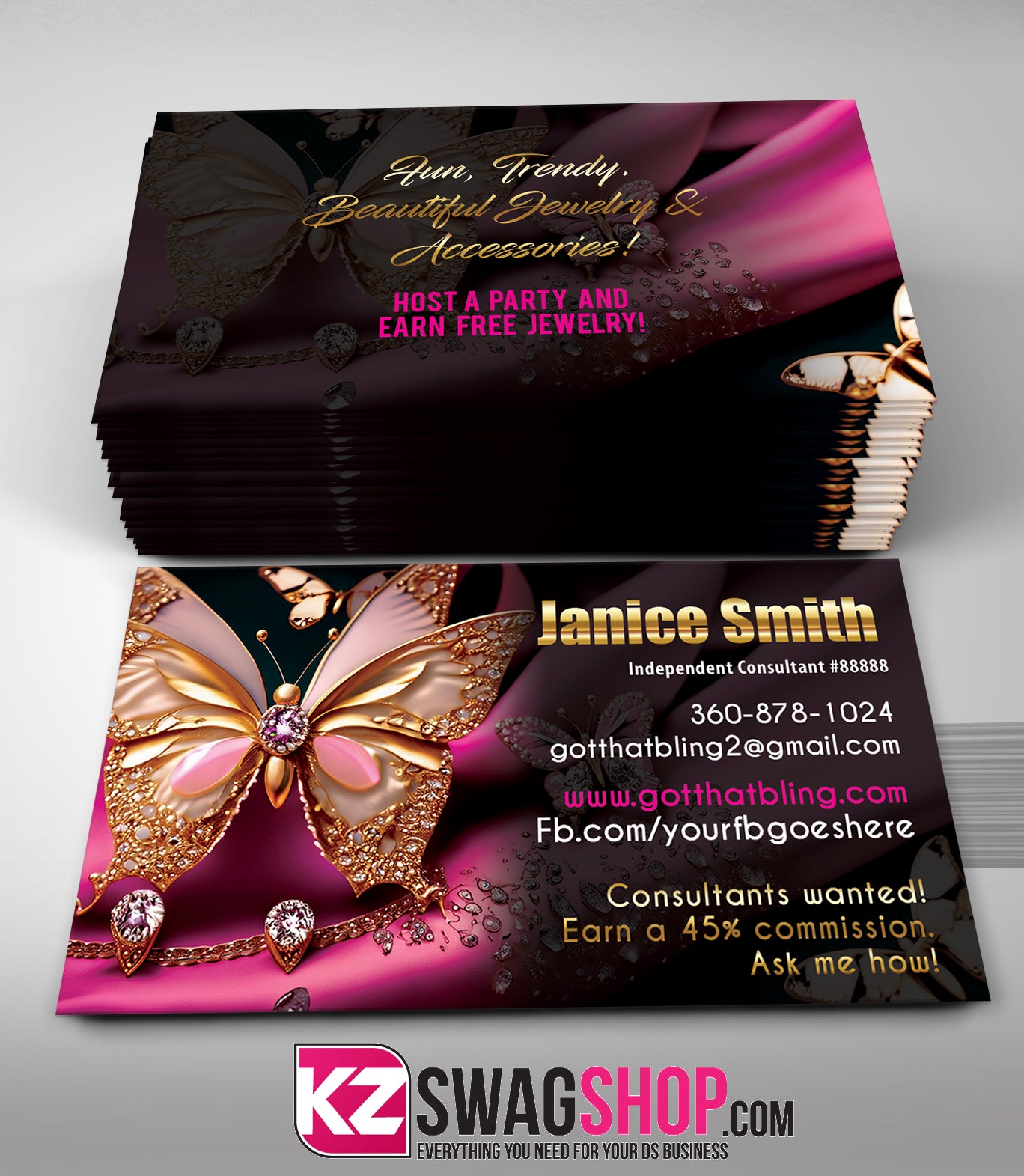 $8 Bling Jewelry Business Cards Style 43