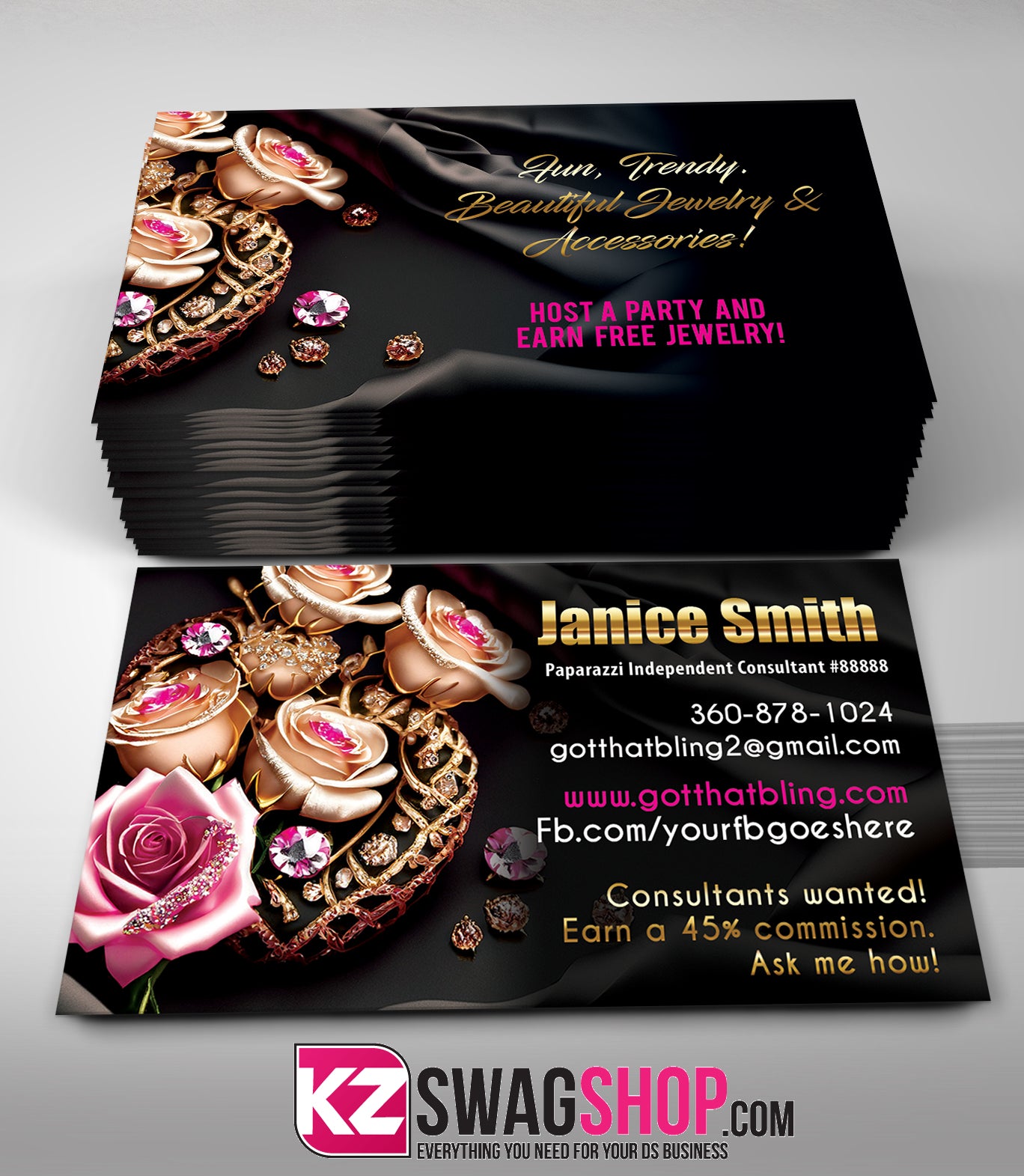 $8 Bling Jewelry Business Cards Style 44