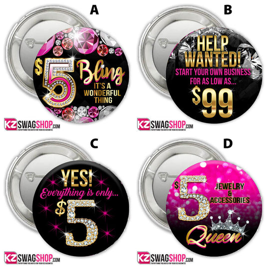 Bling Assorted 3" pin buttons