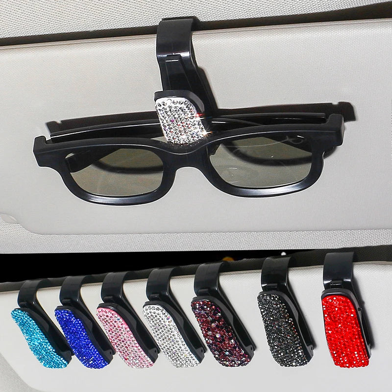 2PCS/Set Bling Rhinestone Sun Visor Glasses/Sunglasses Fastener Clip