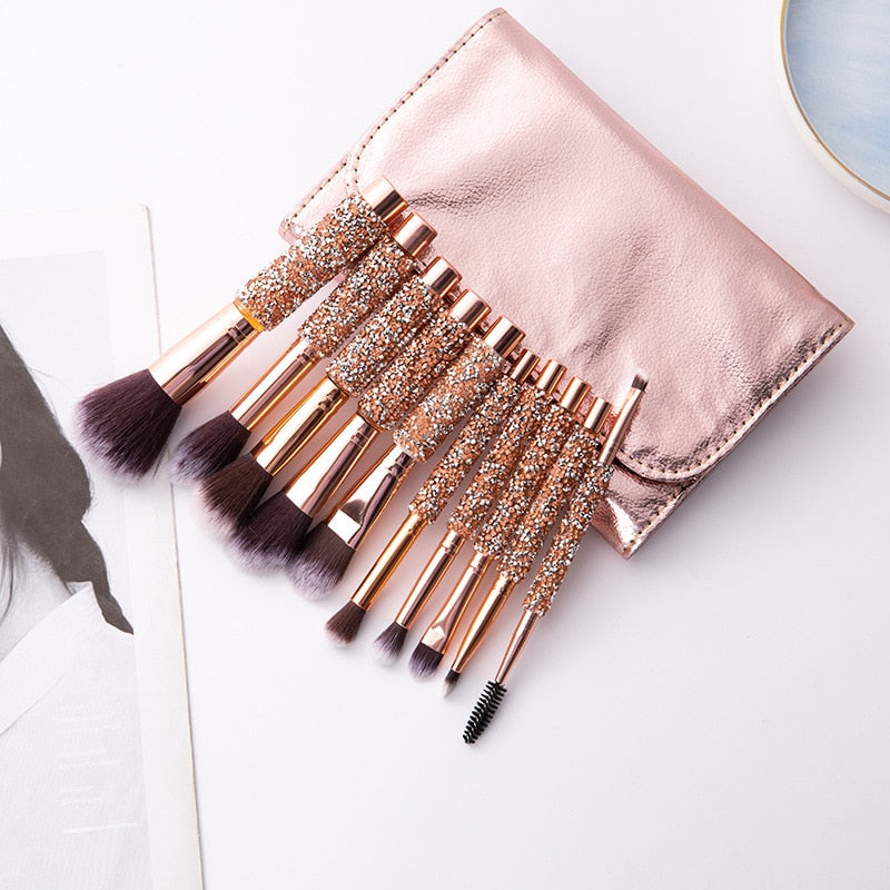 $5 Bling 10pcs/set Bling Glitter Makeup Brushes Set