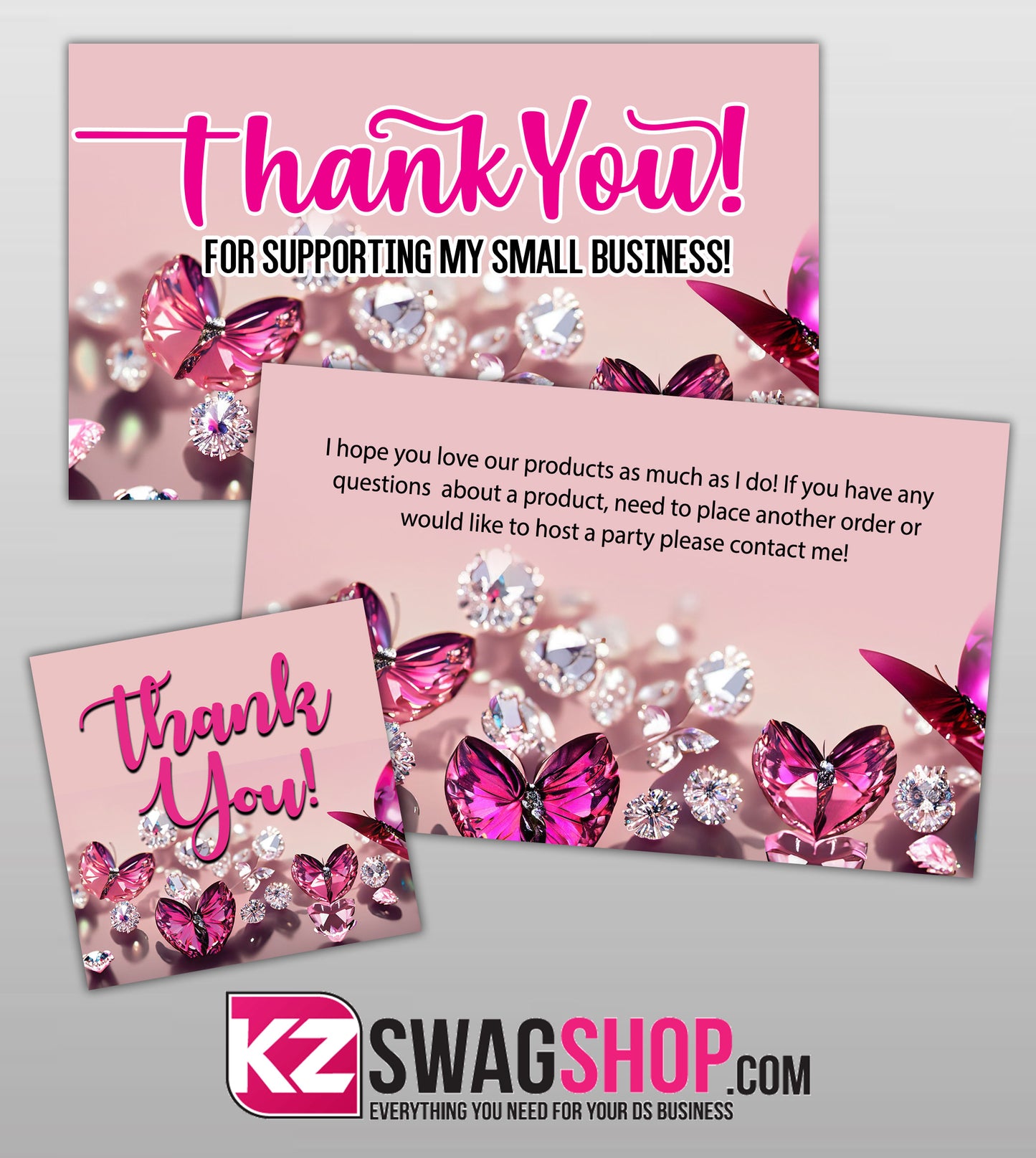 Bling Thank you card and thank you sticker bundle
