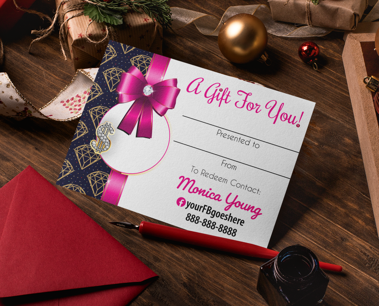 100 4x6 Personalized Gift Certificates