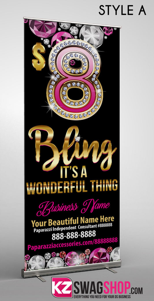 $8 Bling Retractable Banner GEMZ