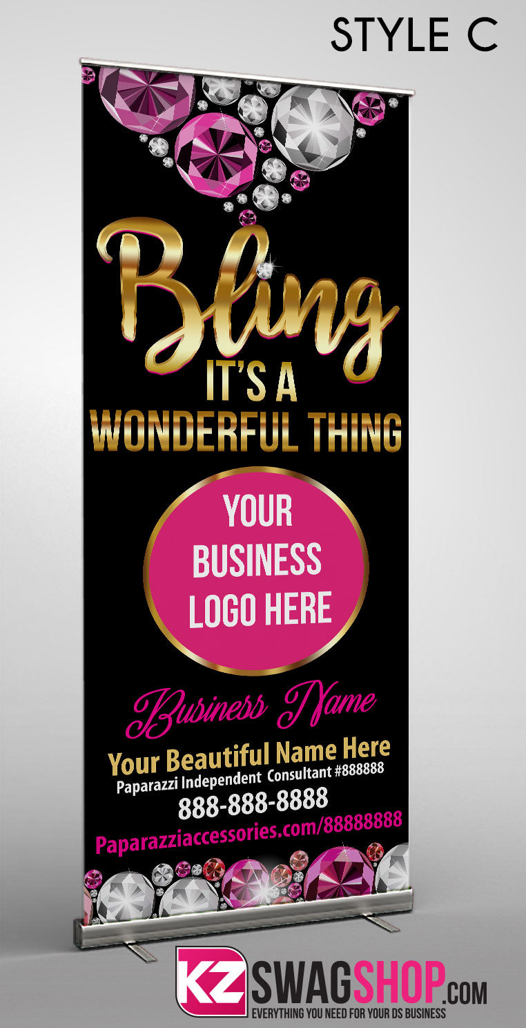 $8 Bling Retractable Banner GEMZ