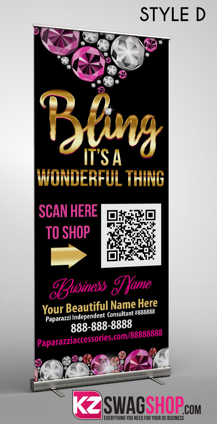 $8 Bling Retractable Banner GEMZ