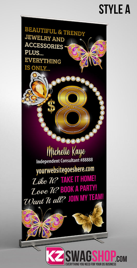 $8 Bling Retractable Banner style 19