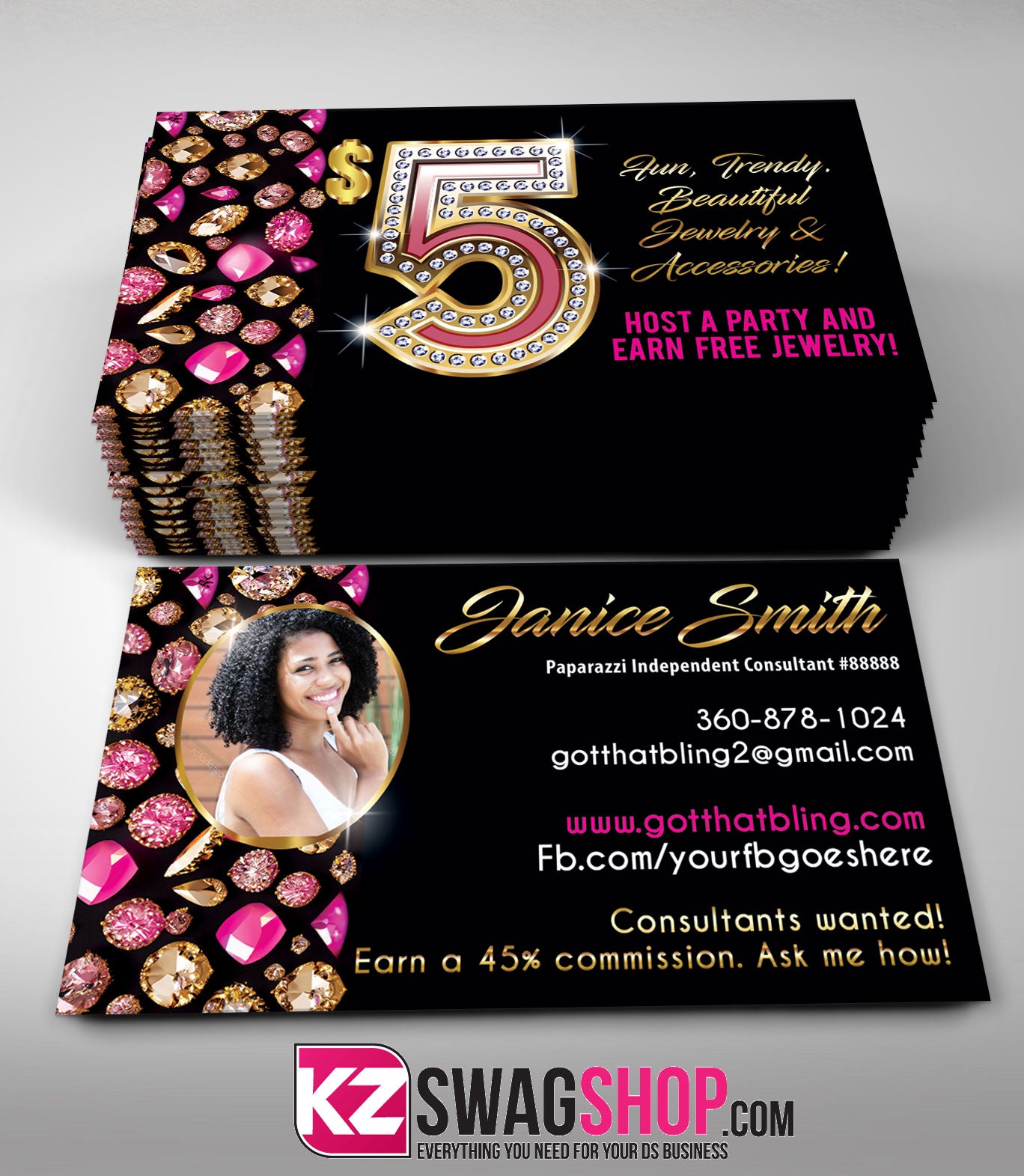 $5 Bling Jewelry Business Cards Style 41