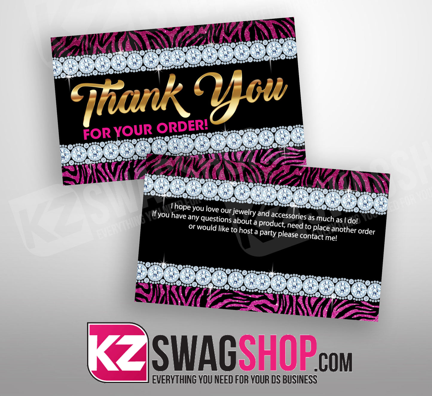 $5 Bling Thank You Cards- ALL DESIGNS - PERSONALIZED